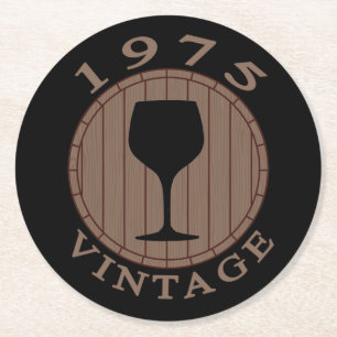 Posavasos Redondo De Papel Cumpleaños de Wine Lover 1975