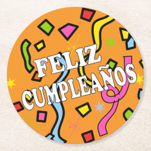 Posavasos Redondo De Papel Cumpleanos Feliz cumpleaños en español