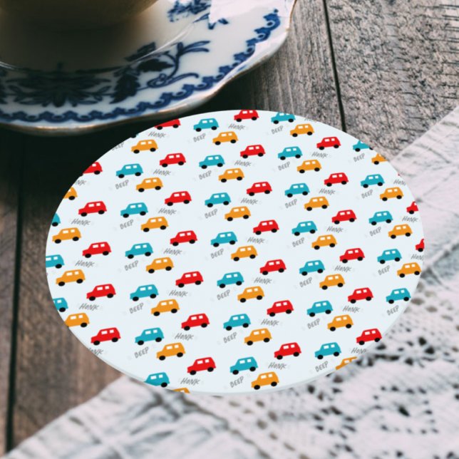 Posavasos Redondo De Papel Cumpleaños Niño Coches (Subido por el creador)