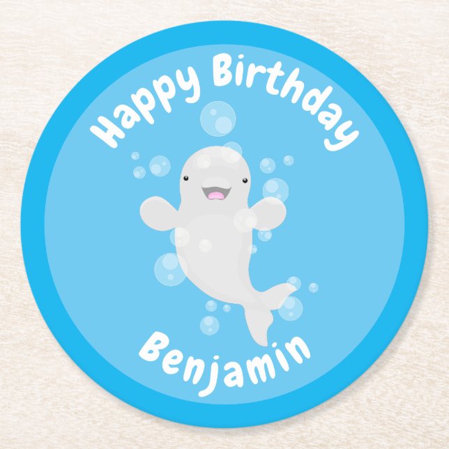 Posavasos Redondo De Papel Cumpleaños personalizada de personalizado de balle (Anverso)