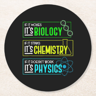 Posavasos Redondo De Papel Curiosa Biología Química Física Nerd Ciencia