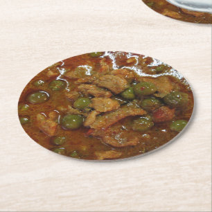 Posavasos Redondo De Papel Curry Tailandés Panang [พะแนง] ... Comida Callejer