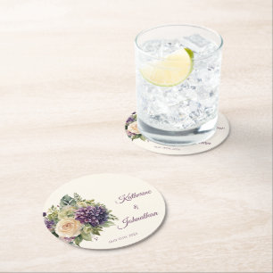 Posavasos Redondo De Papel Custodia de papel para Bouquet de flores púrpura