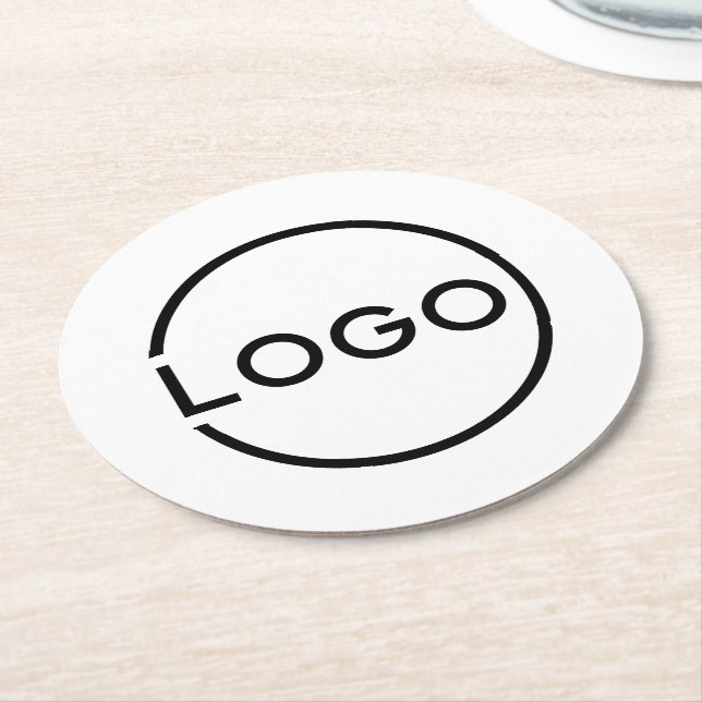 Posavasos Redondo De Papel Custom Business Logo (En perspectiva)