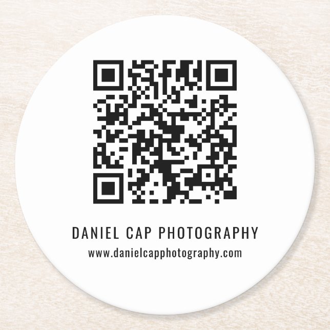 Posavasos Redondo De Papel Custom QR Code Business (Anverso)