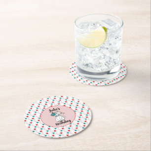 Posavasos Redondo De Papel Cute Cat Cumpleaños Patriótico Purpurina Fiesta