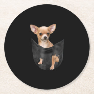 Posavasos Redondo De Papel Cute Chihuahua En Tu Bolsillo Navidades