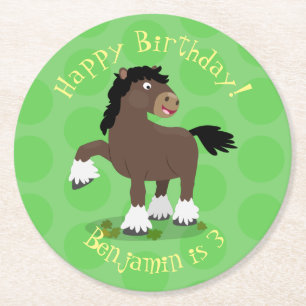 Posavasos Redondo De Papel Cute Clydesdale personalizado de caballo ilustraci