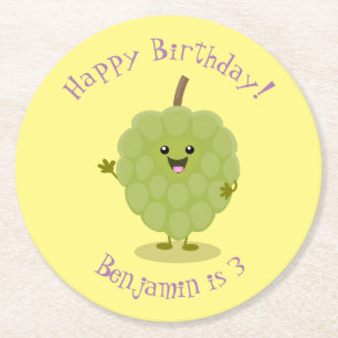 Posavasos Redondo De Papel Cute crema crema de manzana cherimoya personalizad