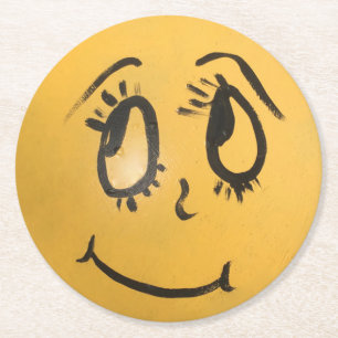 Posavasos Redondo De Papel Cute Happy Face