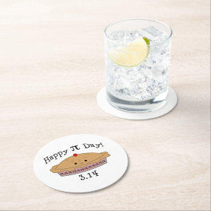 Posavasos Redondo De Papel Cute Happy Pi Day