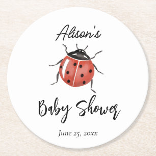 Posavasos Redondo De Papel Cute Ladybug Baby Shower
