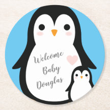 Cute pingüino Baby Shower Blue Boy