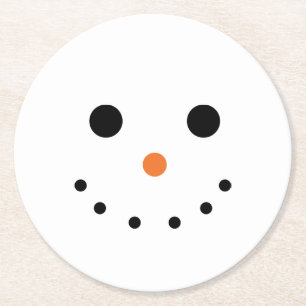 Posavasos Redondo De Papel Cute Snowman Face