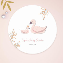 Posavasos Redondo De Papel Cute Swan Baby Shower