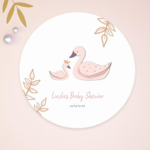 Posavasos Redondo De Papel Cute Swan Baby Shower