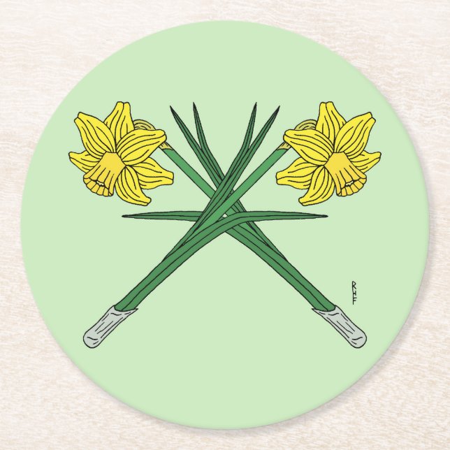 Posavasos Redondo De Papel Daffodils Crossed (Anverso)