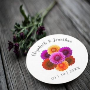 Posavasos Redondo De Papel Dahlia Autumn Boda Floral