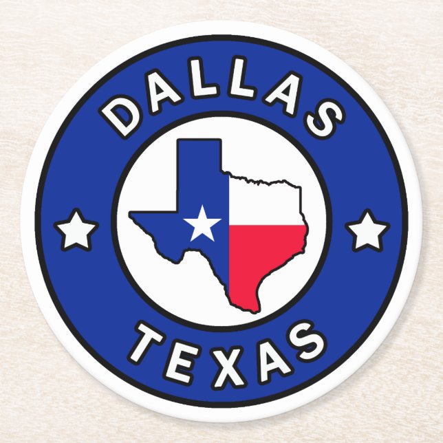 Posavasos Redondo De Papel Dallas Texas (Anverso)
