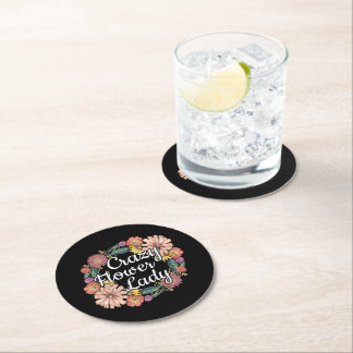 Posavasos Redondo De Papel Dama de flor loca - Zinnia Gardener