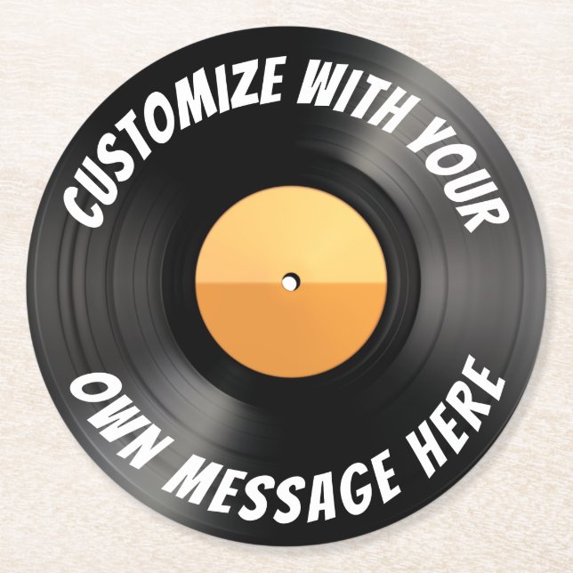 Posavasos Redondo de Papel de Vinilo Personalizado (Anverso)