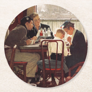Posavasos Redondo De Papel Decir tolerancia de Norman Rockwell