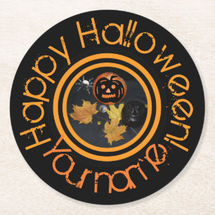 Posavasos Redondo De Papel Decoración de calabaza Halloween