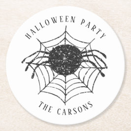 Posavasos Redondo De Papel Decoración web de Spider de la fiesta minimalista