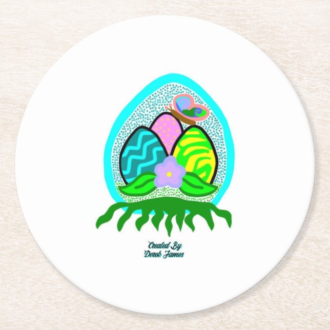 Posavasos Redondo De Papel Deliciosa Pascua De Papel Redondo De Huevos De Pas (Anverso)