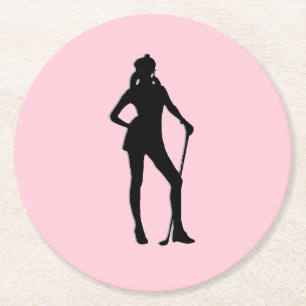 Posavasos Redondo De Papel Deporte rosa de golf femenino