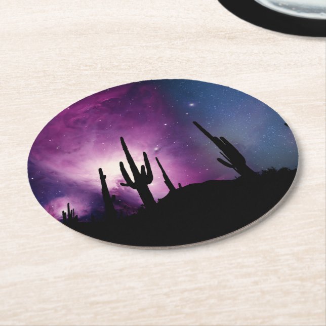 POSAVASOS REDONDO DE PAPEL DESERT LIGHTS NEBULA (En perspectiva)