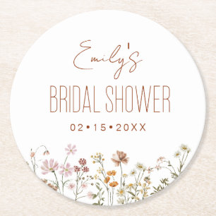Posavasos Redondo De Papel Despedida de Soltera Boho de Flor Silvestre en Jar