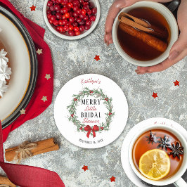 Posavasos Redondo De Papel Despedida de soltera con tema de Navidad