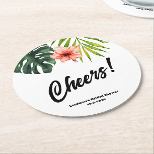 Posavasos Redondo De Papel Despedida de Soltera de Verano Tropical