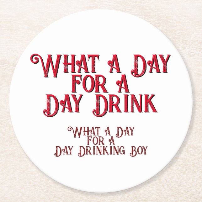 Posavasos Redondo De Papel DÍA BEBIDA - ¡PARA ÉL! por Jeff Willis Art (Anverso)