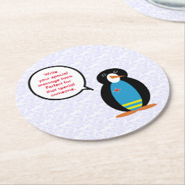 Posavasos Redondo De Papel Día de la Bandera de Aruba Sra. Pingüino Hablando