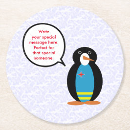 Posavasos Redondo De Papel Día de la Bandera de Aruba Sra. Pingüino Hablando