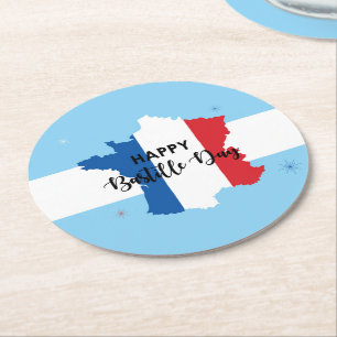 Posavasos Redondo De Papel Día de la Bastilla 14 de julio Francia 