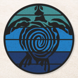 Posavasos Redondo De Papel Día de la Tierra, tortuga marina, limpie el océano