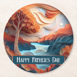 Posavasos Redondo De Papel Día del Padre en Río de los Árboles de Papel 3D