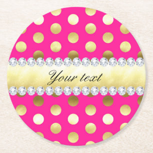 Posavasos Redondo De Papel Diamantes de los lunares del Relieve metalizado