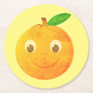 Posavasos Redondo De Papel Dibujo de naranja vintage de dibujos animados lind