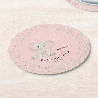 Posavasos Redondo De Papel Dibujo en acuarela de elefante primaveral adorable