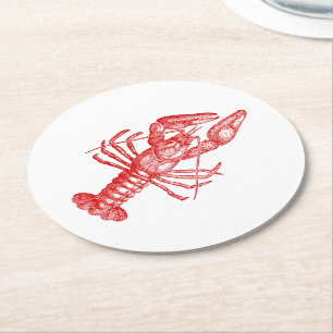 Posavasos Redondo De Papel Dibujo vintage de Red Lobster #1