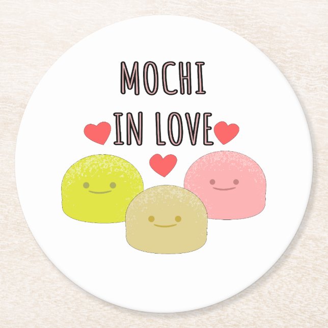Posavasos Redondo De Papel Dibujos de Personalizados de Mochi Cute (Anverso)