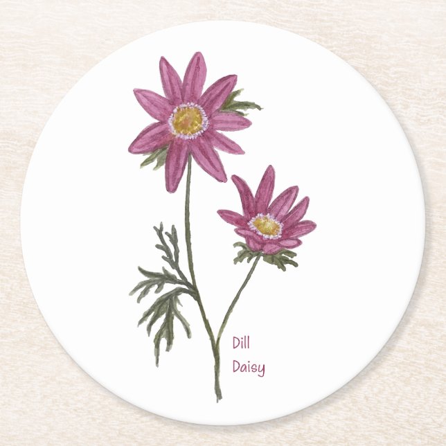 Posavasos Redondo De Papel Dill Daisy Coaster (Anverso)