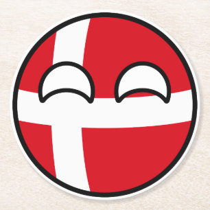 Posavasos Redondo De Papel Dinamarca Geeky que tiende divertida Countryball