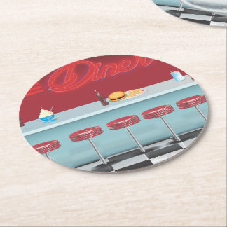 Posavasos Redondo De Papel Diner Americano Antiguo