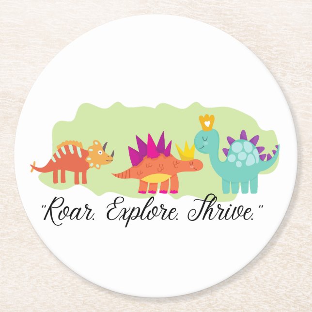 Posavasos Redondo De Papel Dinosaurio (Anverso)