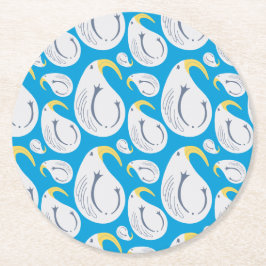 Posavasos Redondo De Papel Diseño Albatross White, Blue, Yellow, Gray, Paisle